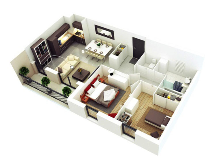 10 Mẫu thiết kế nội thất chung cư 2 phòng ngủ