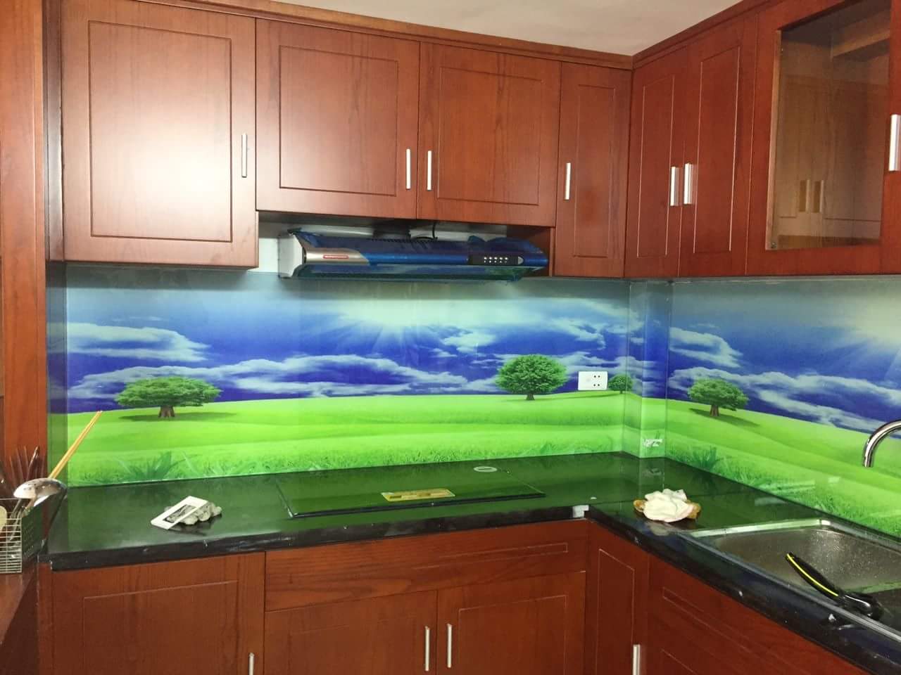 Gạch tranh 3D ốp tường phòng bếp